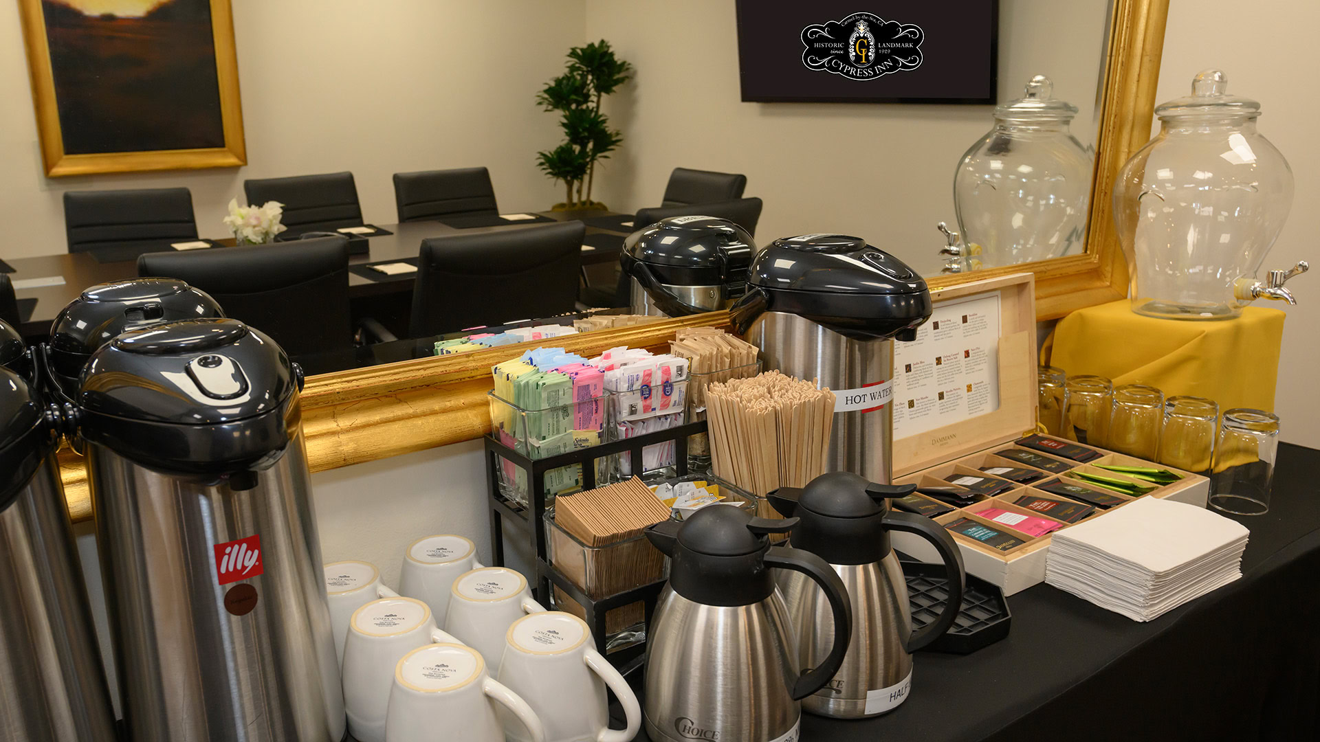 Small Meetings Coffee, Tea and Water Station at Cypress Inn